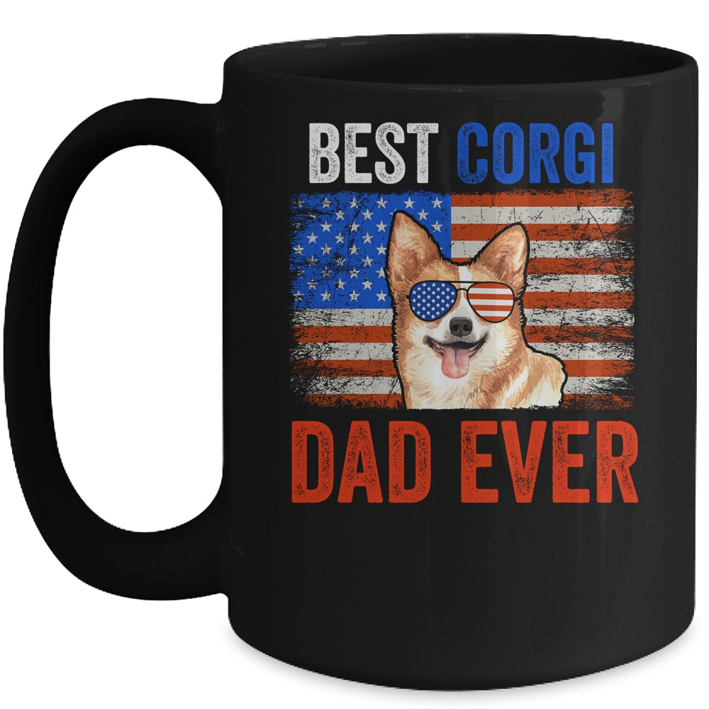 Best Corgi Dad Ever American Flag Fathers Day Mug | siriusteestore