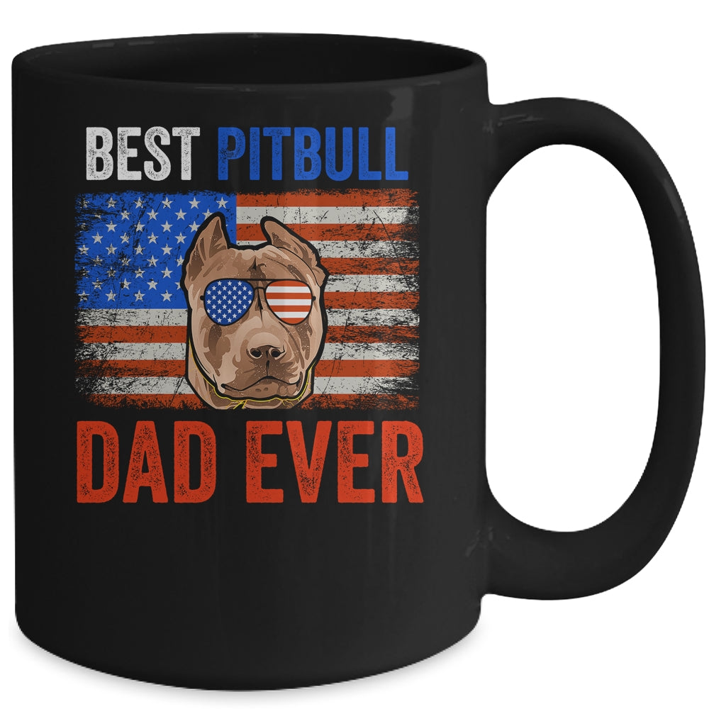 Best Pitbull Dad Ever American Flag Fathers Day Mug | siriusteestore