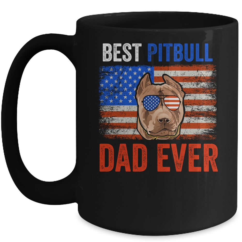 Best Pitbull Dad Ever American Flag Fathers Day Mug | siriusteestore
