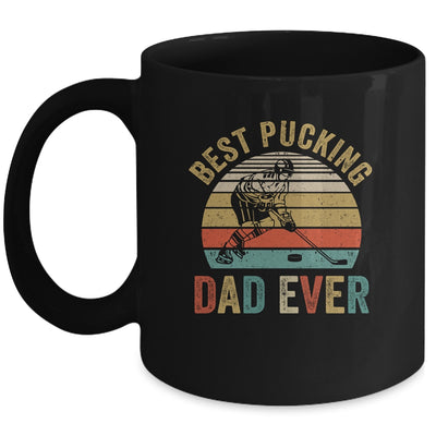 Best Pucking Dad Ever Funny Fathers Day Hockey Pun Mug | siriusteestore