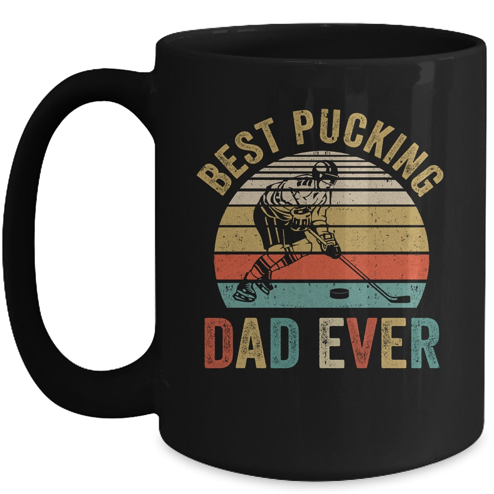 Best Pucking Dad Ever Funny Fathers Day Hockey Pun Mug | siriusteestore