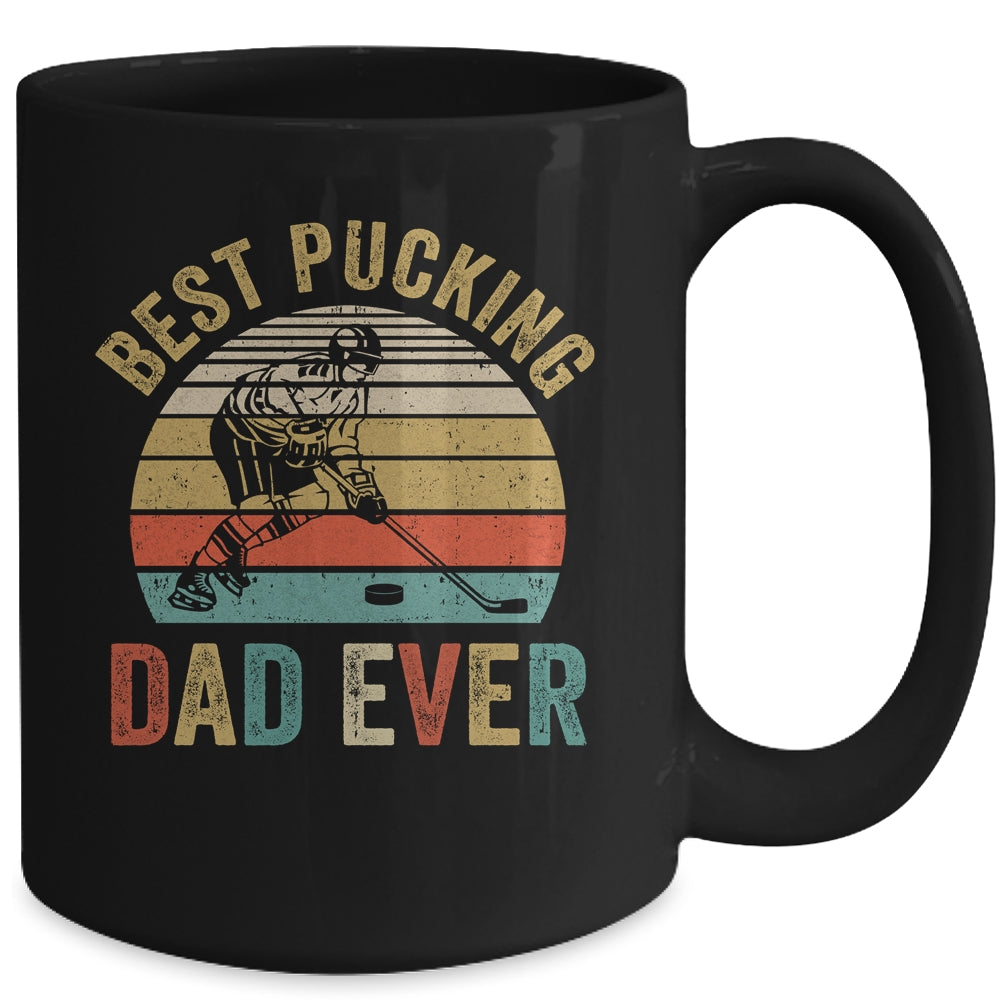 Best Pucking Dad Ever Funny Fathers Day Hockey Pun Mug | siriusteestore