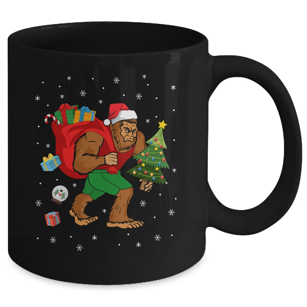Bigfoot Santa Carrying Christmas Bag Xmas Hat Mug | siriusteestore