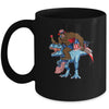Bigfoot riding Dinosaur USA Flag 4th Of July America Mug | siriusteestore