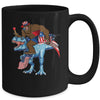 Bigfoot riding Dinosaur USA Flag 4th Of July America Mug | siriusteestore