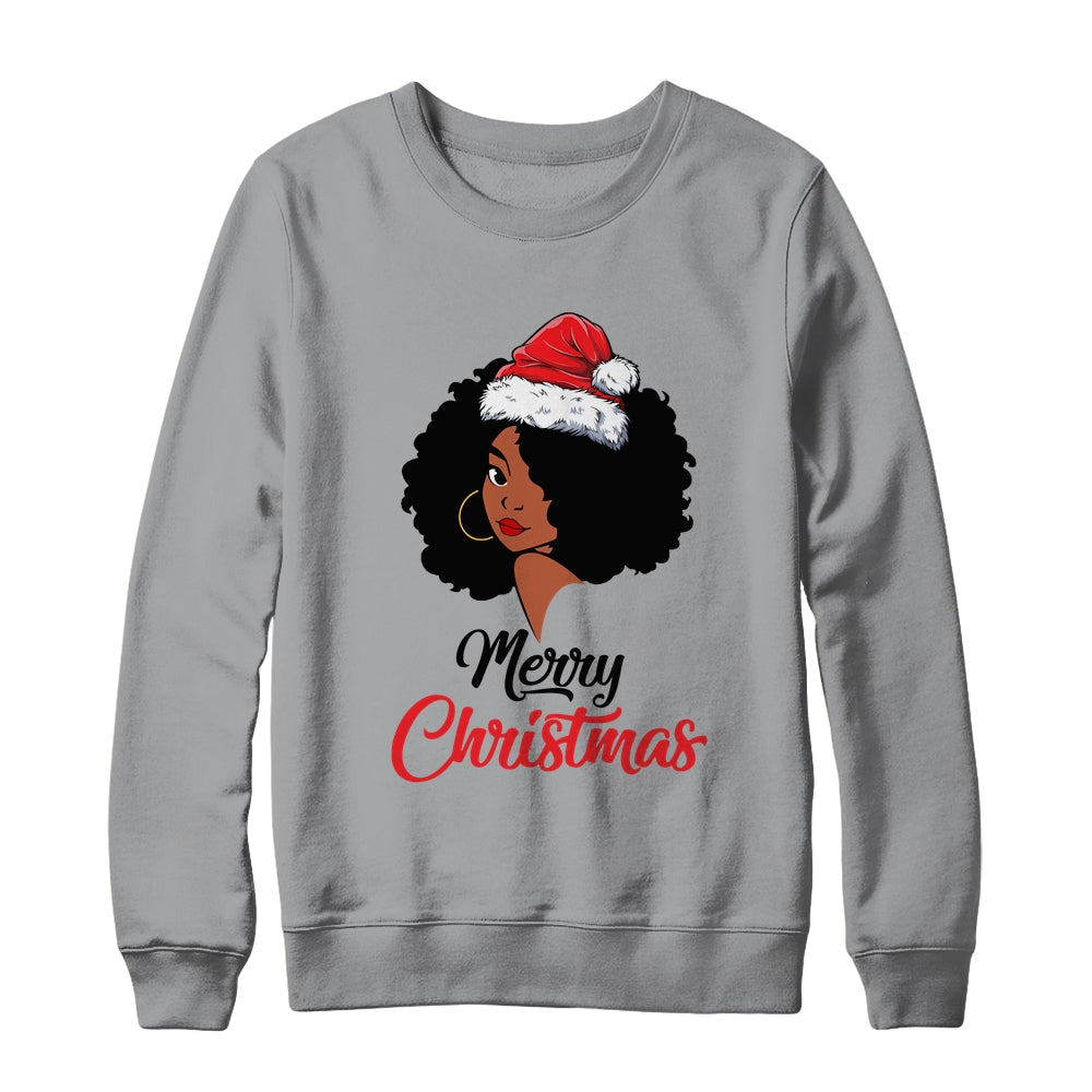 Black African American Santa Xmas Christmas Melanin Women Shirt & Sweatshirt | siriusteestore