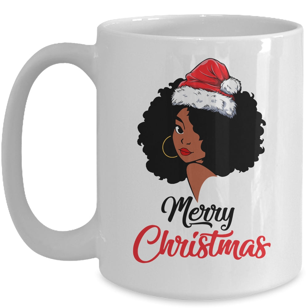 Black African American Santa Xmas Christmas Melanin Women Mug | siriusteestore