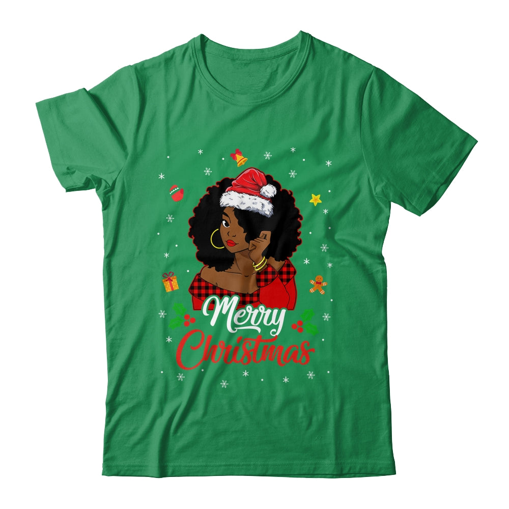 Black African Girl American Melanin Christmas Santa Hat Shirt & Sweatshirt | siriusteestore