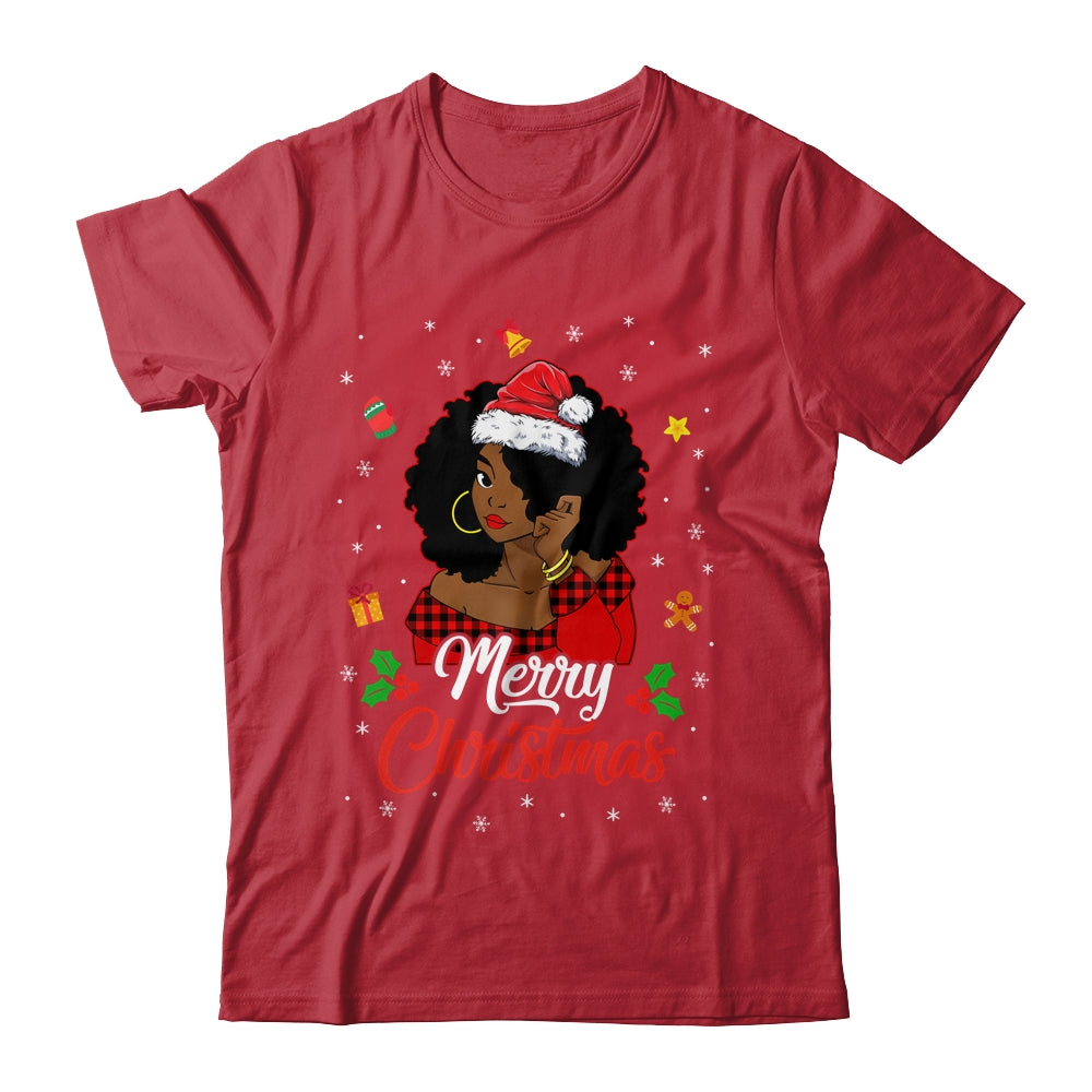 Black African Girl American Melanin Christmas Santa Hat Shirt & Sweatshirt | siriusteestore