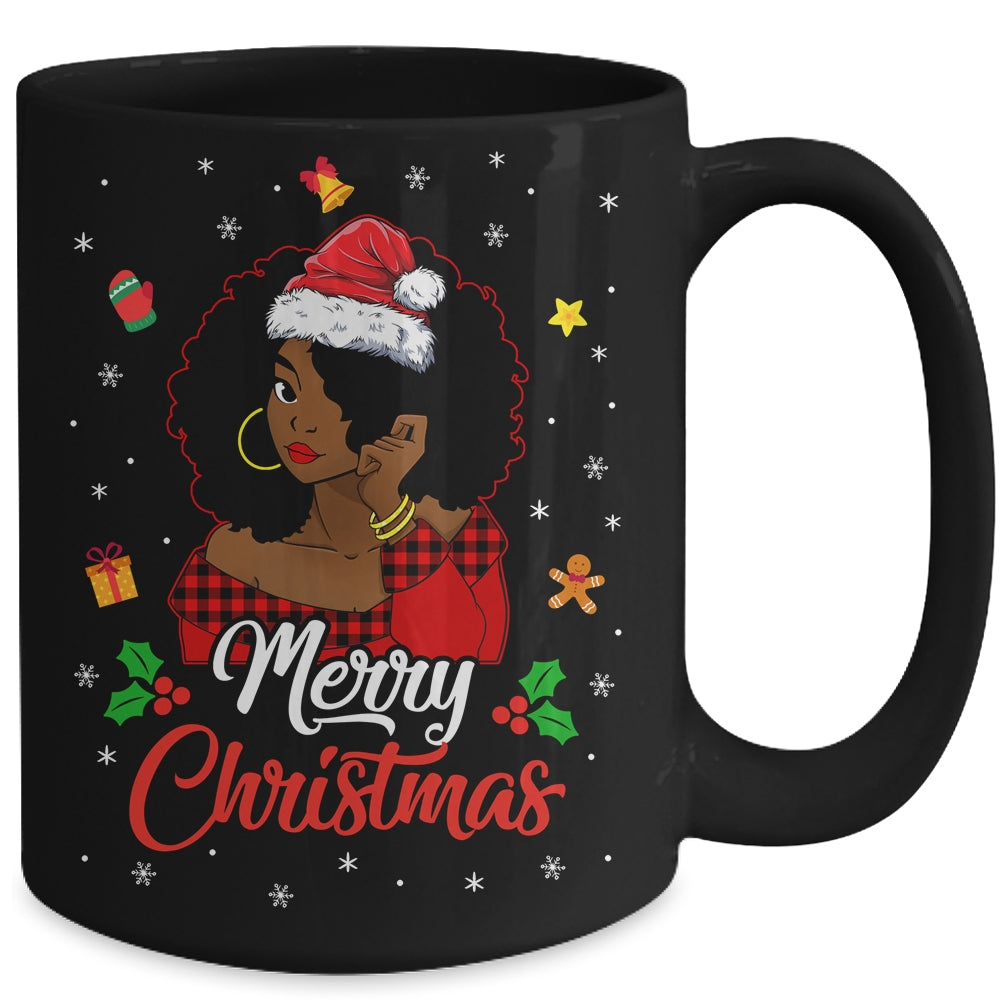 Black African Girl American Melanin Christmas Santa Hat Mug | siriusteestore