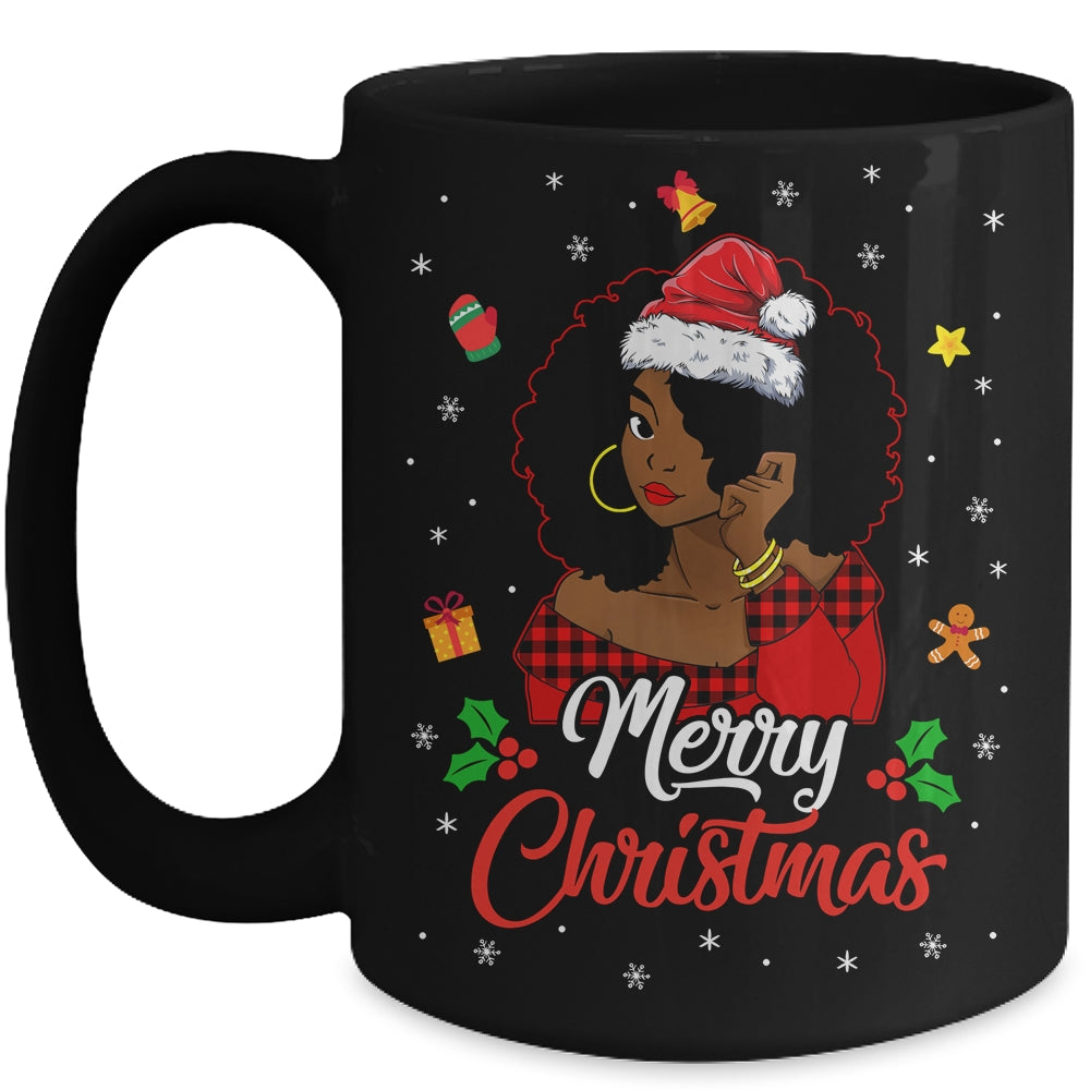 Black African Girl American Melanin Christmas Santa Hat Mug | siriusteestore
