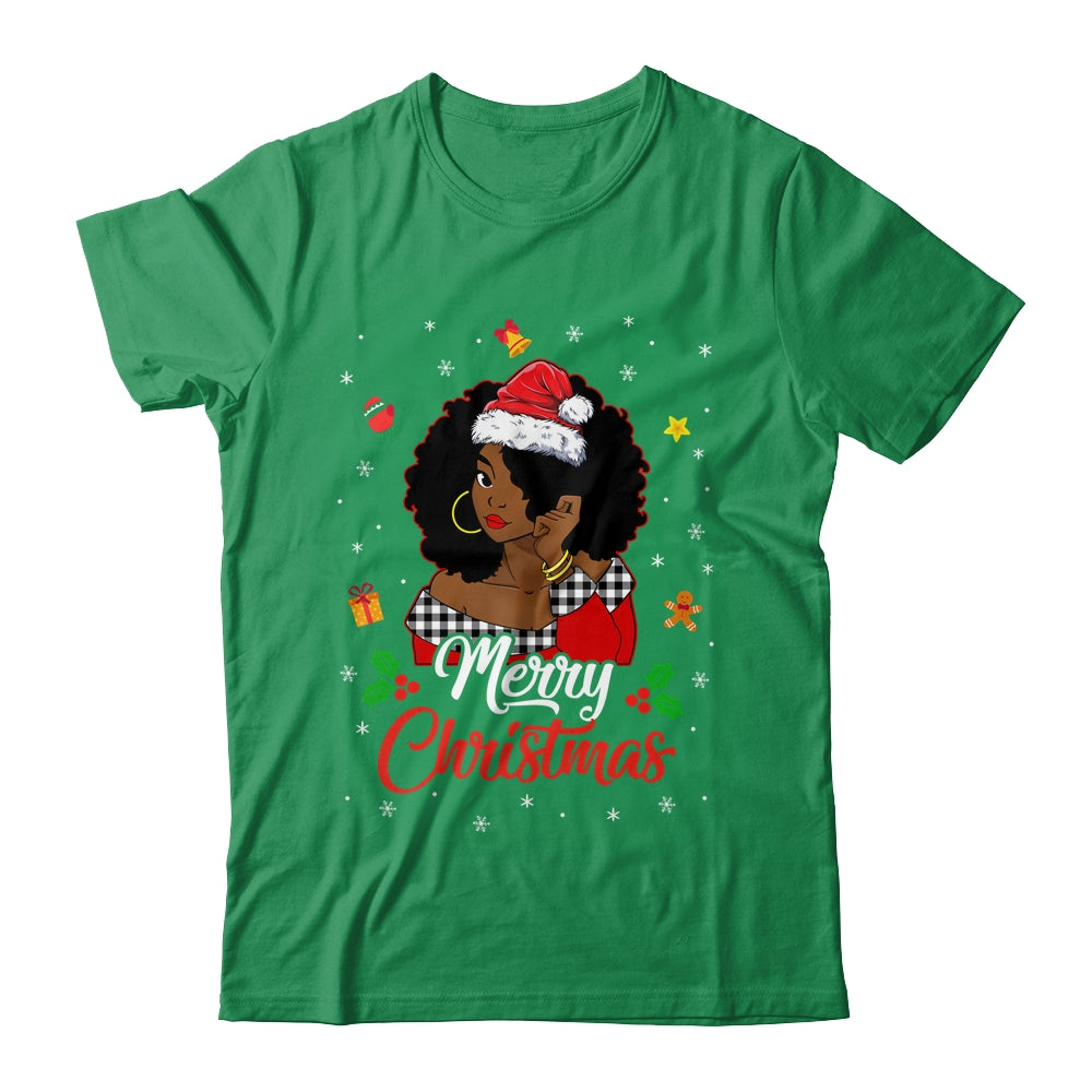 Black African Girl American Melanin Christmas Santa Hat Xmas Shirt & Sweatshirt | siriusteestore