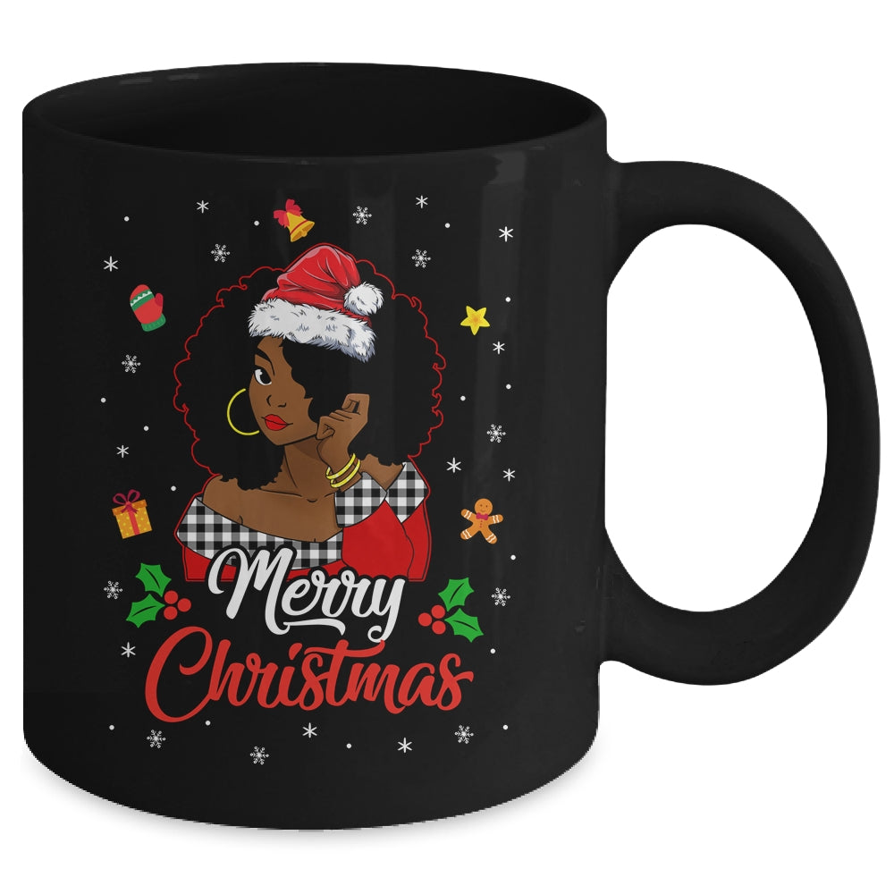 Black African Girl American Melanin Christmas Santa Hat Xmas Mug | siriusteestore