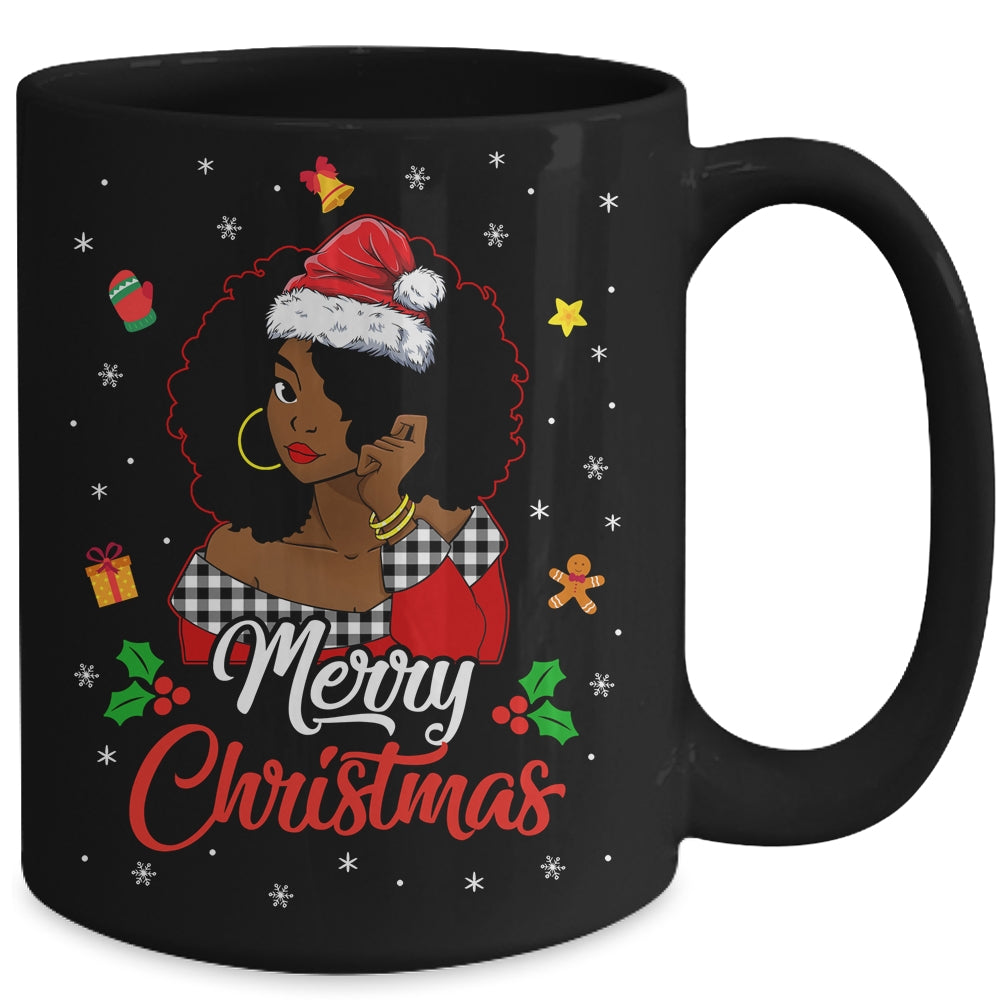 Black African Girl American Melanin Christmas Santa Hat Xmas Mug | siriusteestore