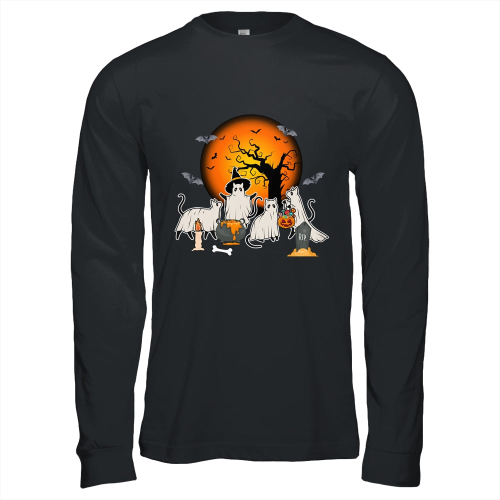 Black Cats In Ghost Costume Cute Women And Men Halloween Shirt & Hoodie | siriusteestore