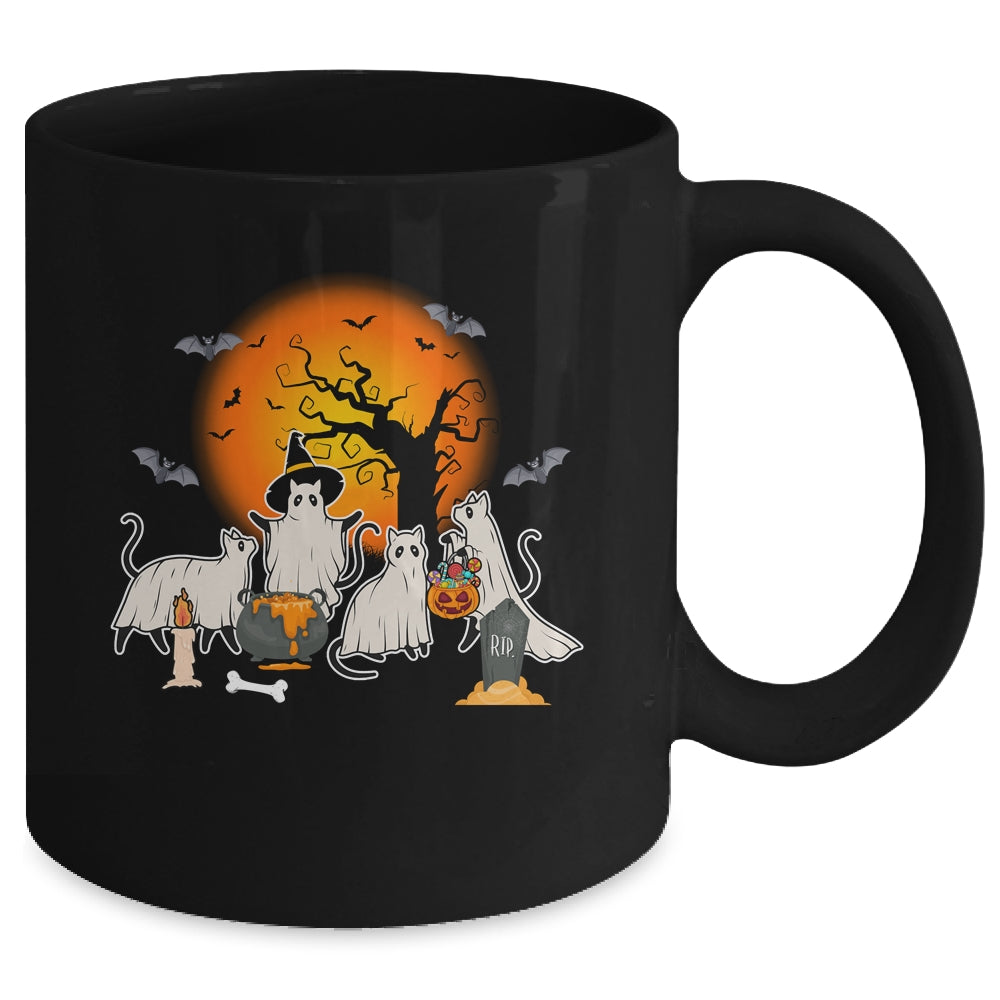Black Cats In Ghost Costume Cute Women And Men Halloween Mug | siriusteestore