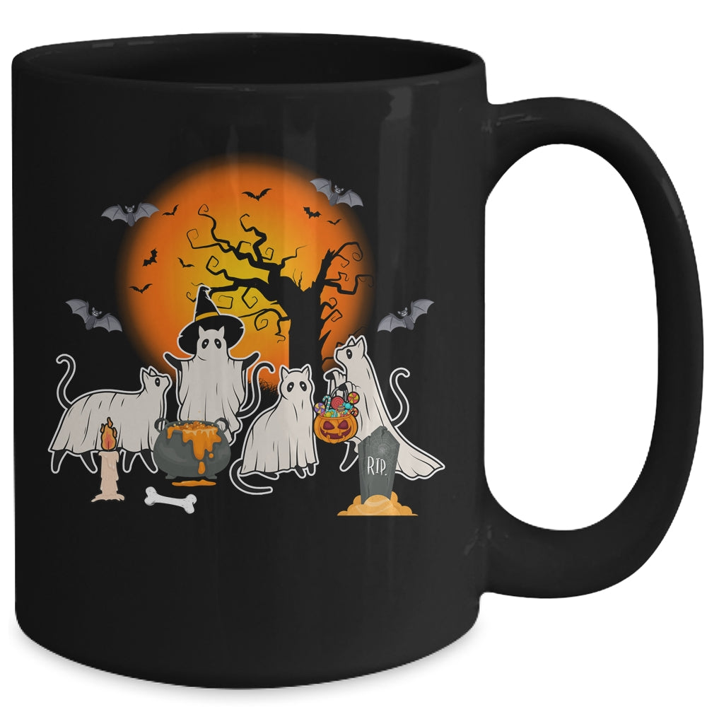 Black Cats In Ghost Costume Cute Women And Men Halloween Mug | siriusteestore