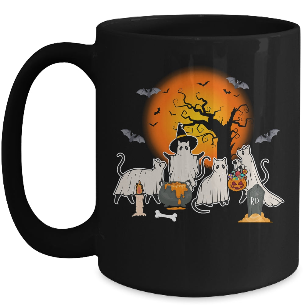 Black Cats In Ghost Costume Cute Women And Men Halloween Mug | siriusteestore