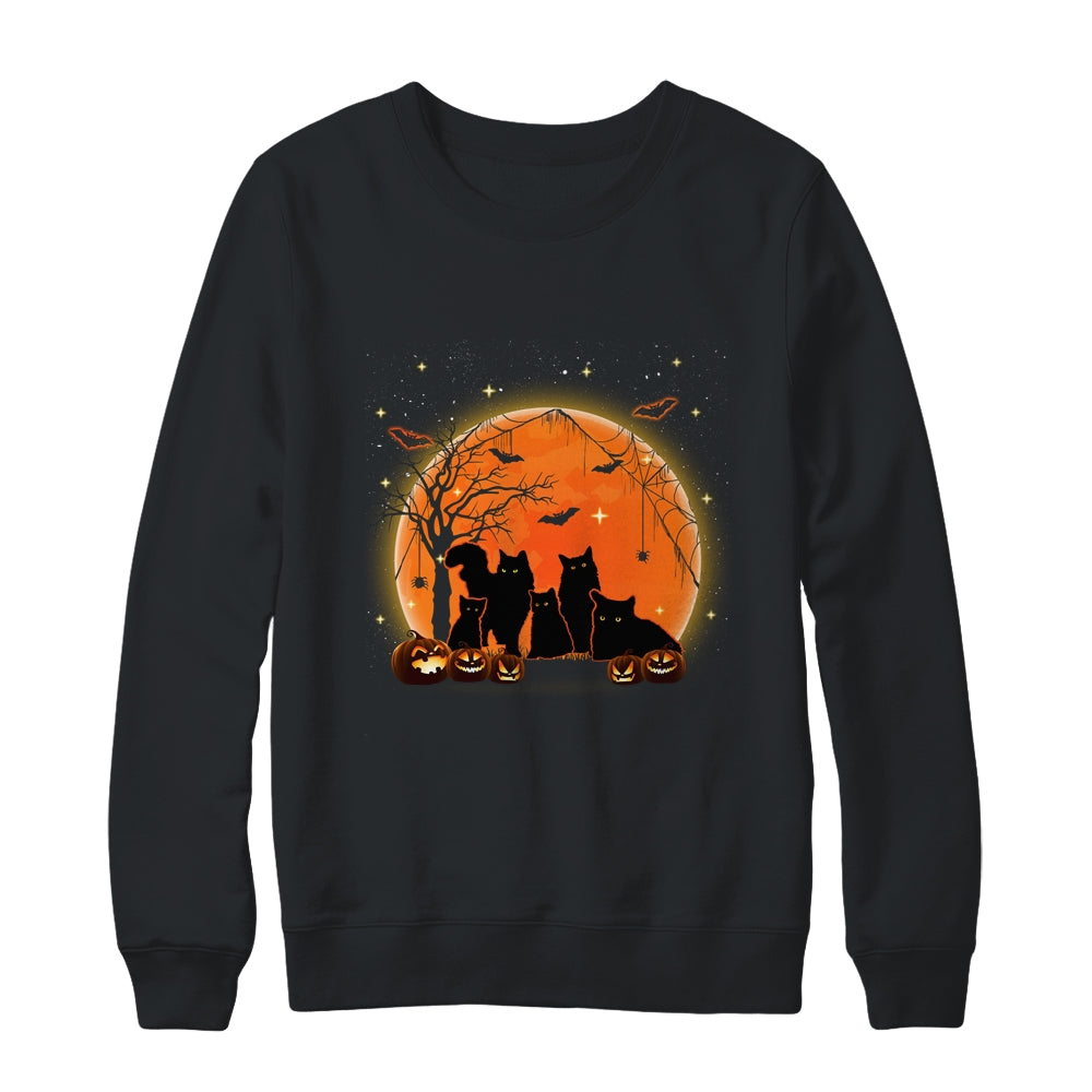 Black Cats Moon Pumpkin Funny Halloween Horror Gifts Shirt & Sweatshirt | siriusteestore