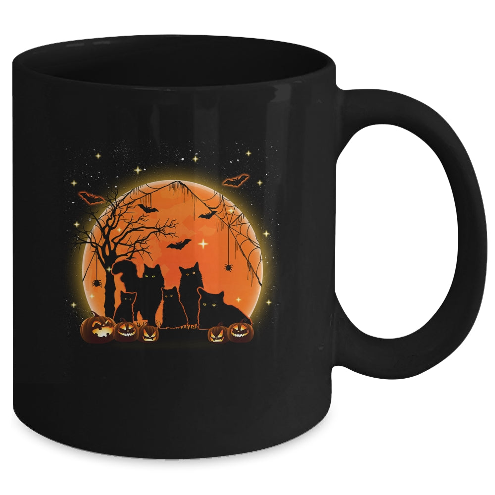 Black Cats Moon Pumpkin Funny Halloween Horror Gifts Mug | siriusteestore