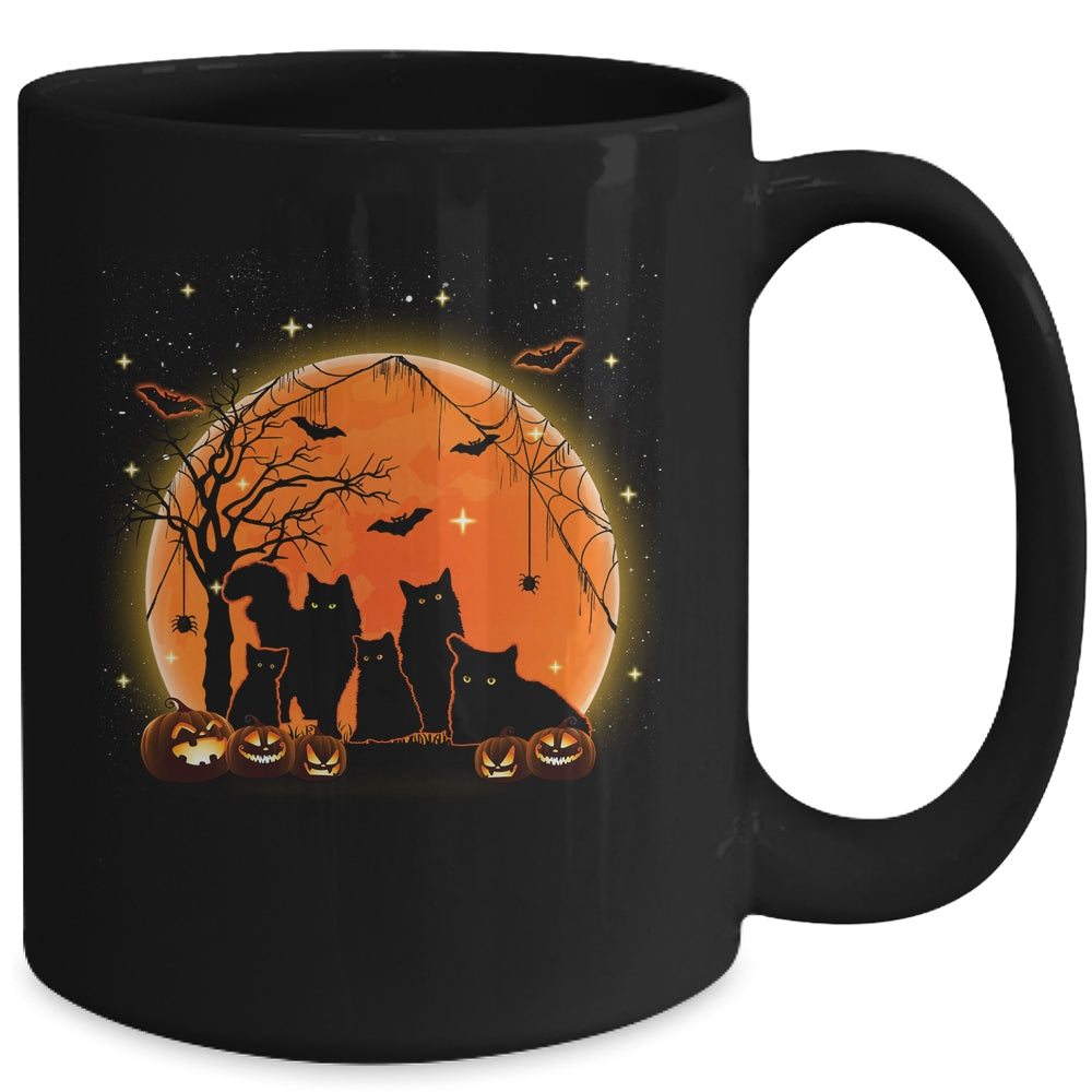 Black Cats Moon Pumpkin Funny Halloween Horror Gifts Mug | siriusteestore