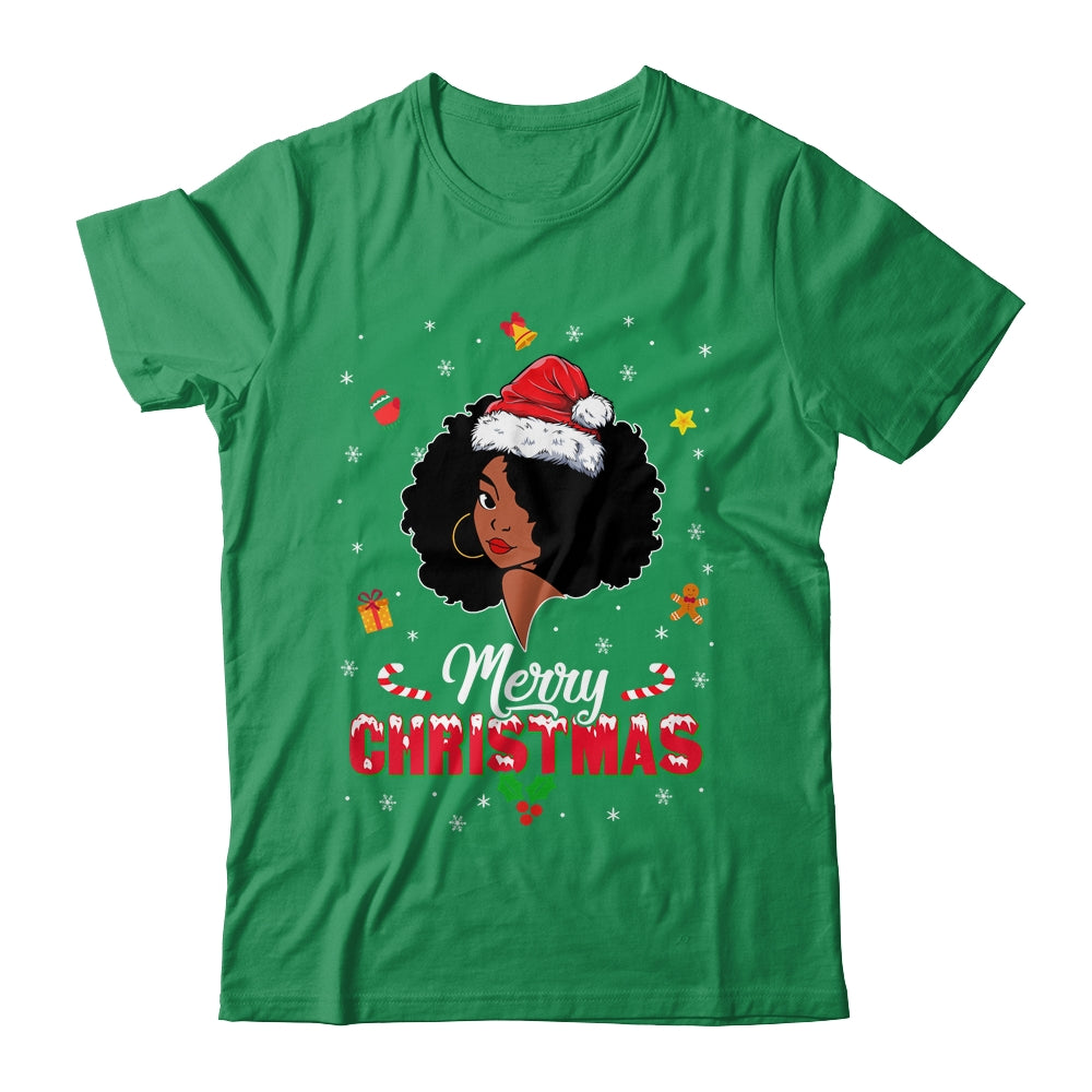 Black Girl Merry Christmas African American Woman Xmas Shirt & Sweatshirt | siriusteestore