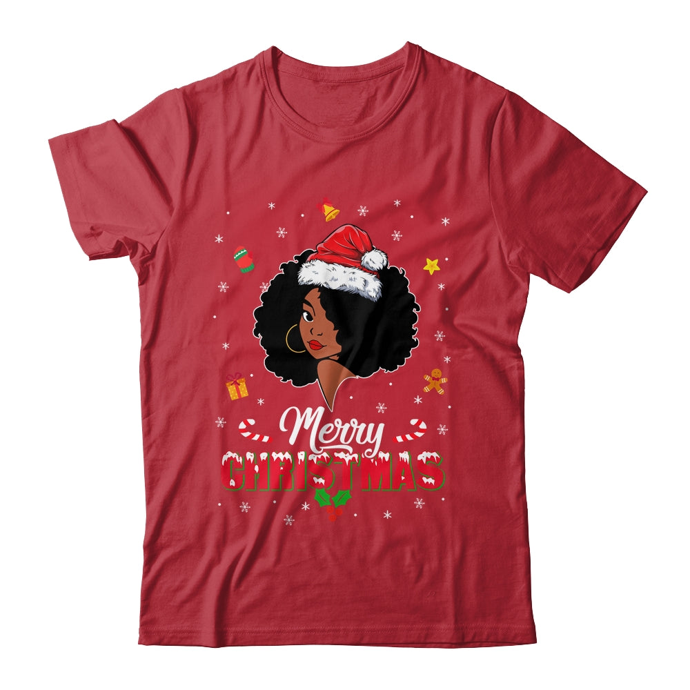 Black Girl Merry Christmas African American Woman Xmas Shirt & Sweatshirt | siriusteestore