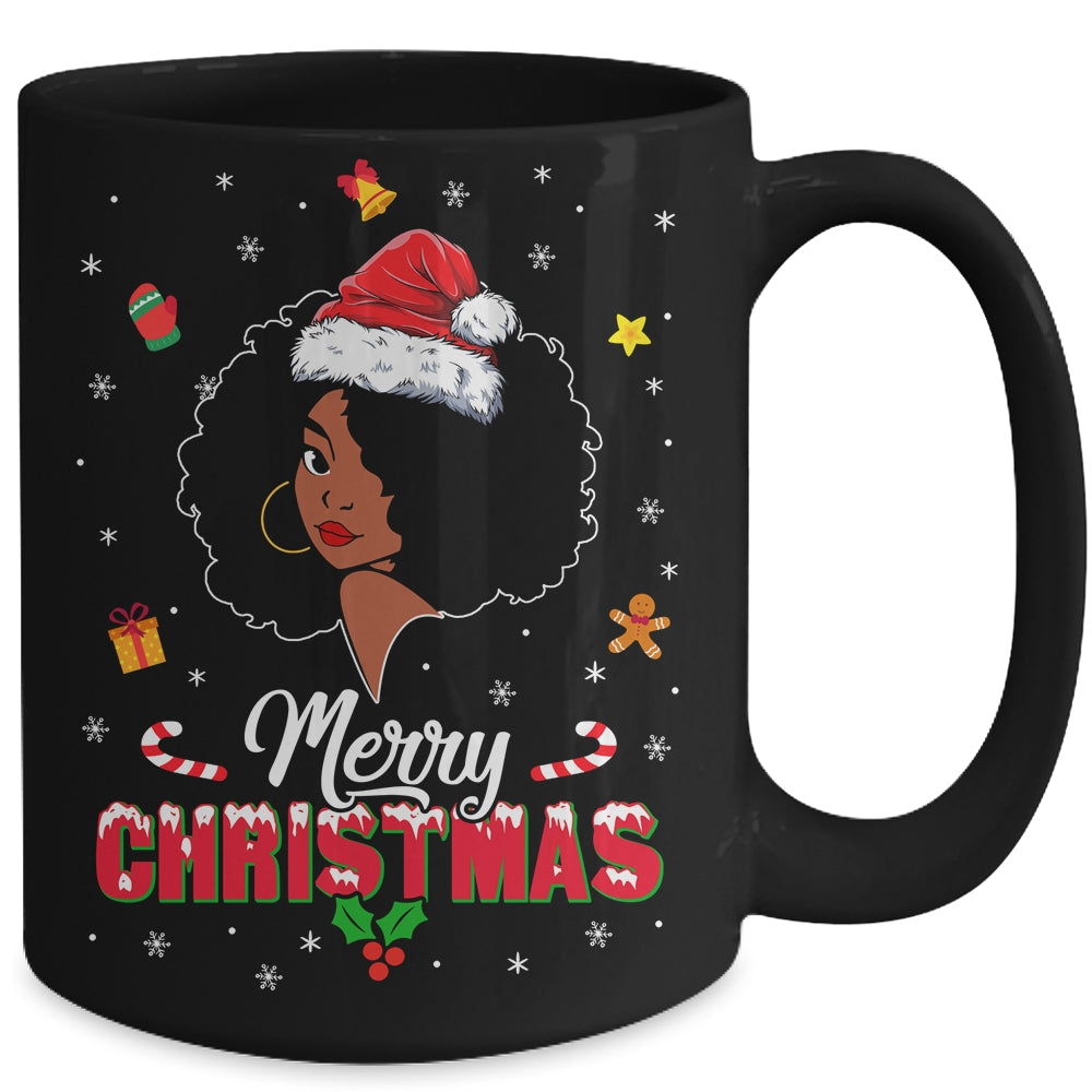 Black Girl Merry Christmas African American Woman Xmas Mug | siriusteestore