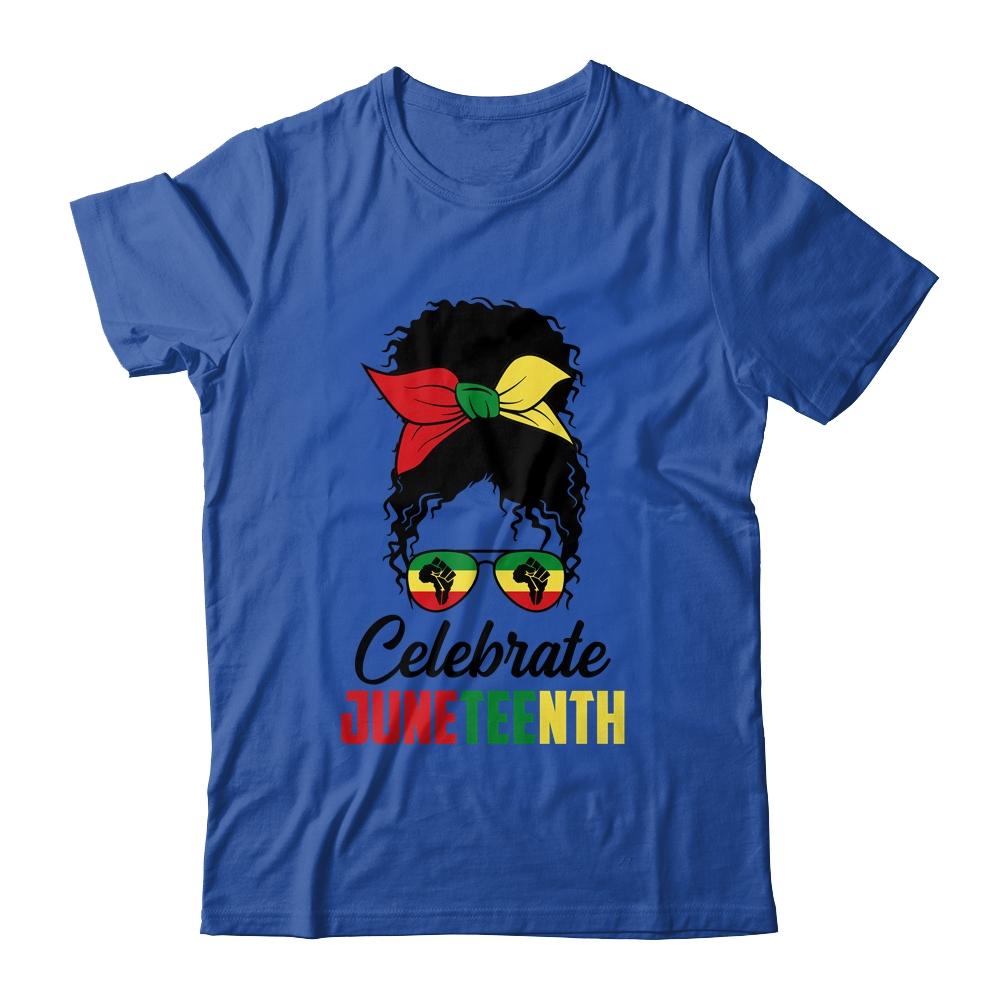 Black Women Messy Bun Hair Juneteenth Independence Day T-Shirt & Tank Top | Siriustee.com.com