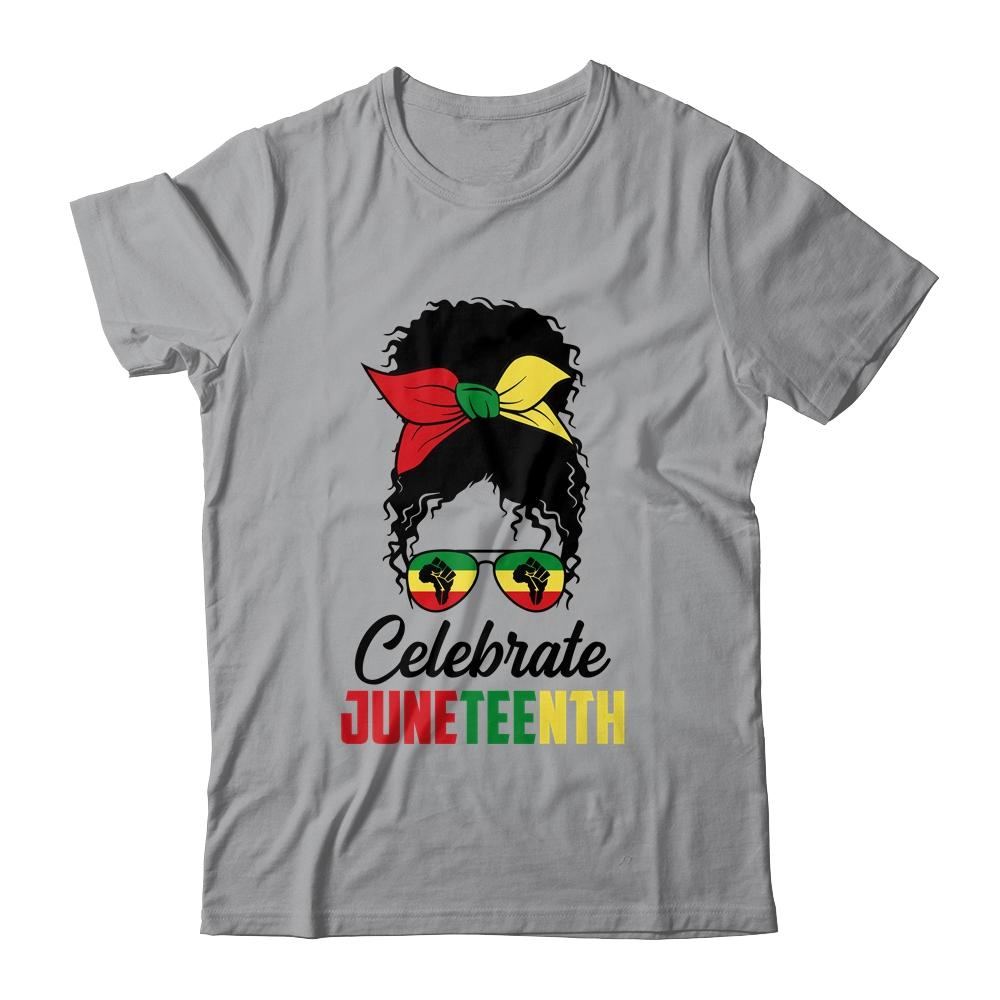 Black Women Messy Bun Hair Juneteenth Independence Day T-Shirt & Tank Top | Siriustee.com.com