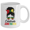 Black Women Messy Bun Hair Juneteenth Independence Day Mug | siriusteestore