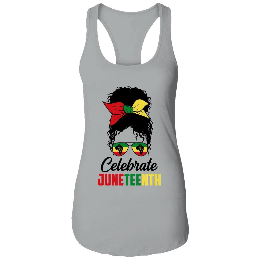 Black Women Messy Bun Hair Juneteenth Independence Day T-Shirt & Tank Top | Siriustee.com.com