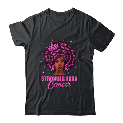 Black Women Queen Stronger Than Breast Cancer Pink Ribbon Shirt & Hoodie | siriusteestore