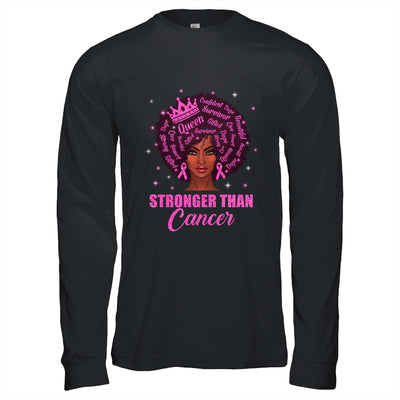 Black Women Queen Stronger Than Breast Cancer Pink Ribbon Shirt & Hoodie | siriusteestore