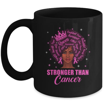 Black Women Queen Stronger Than Breast Cancer Pink Ribbon Mug | siriusteestore