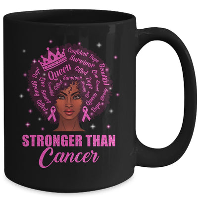 Black Women Queen Stronger Than Breast Cancer Pink Ribbon Mug | siriusteestore
