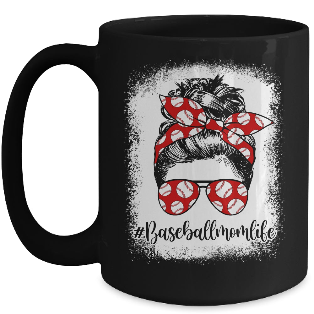 Bleached Baseball Mom Life Messy Bun Baseball Player Mom Mug | siriusteestore