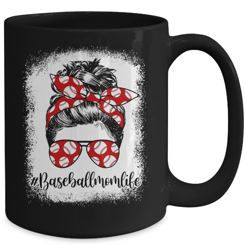 Bleached Baseball Mom Life Messy Bun Baseball Player Mom Mug | siriusteestore