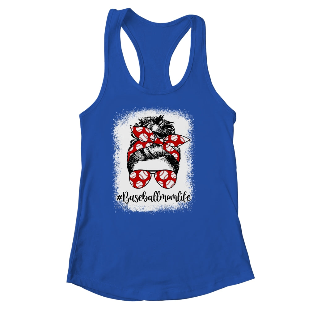 Bleached Baseball Mom Life Messy Bun Baseball Player Mom Shirt & Tank Top | siriusteestore