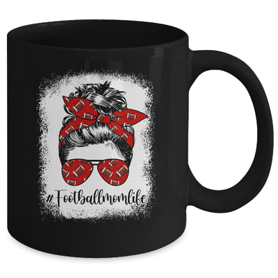 Bleached Football Mom Life Messy Bun Football Player Mom Mug | siriusteestore