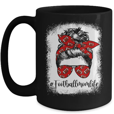Bleached Football Mom Life Messy Bun Football Player Mom Mug | siriusteestore