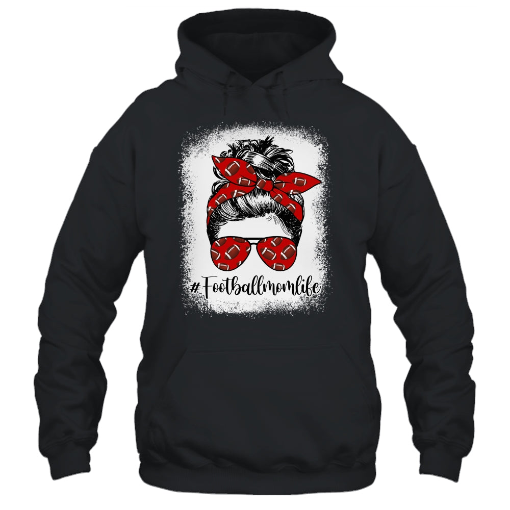 Bleached Football Mom Life Messy Bun Football Player Mom Shirt & Tank Top | siriusteestore