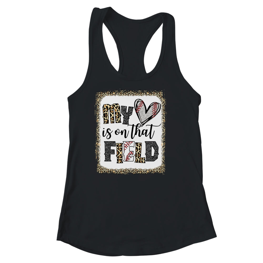 Bleached Leopard Baseball Mom My Heart Is On That Field Shirt & Tank Top | siriusteestore