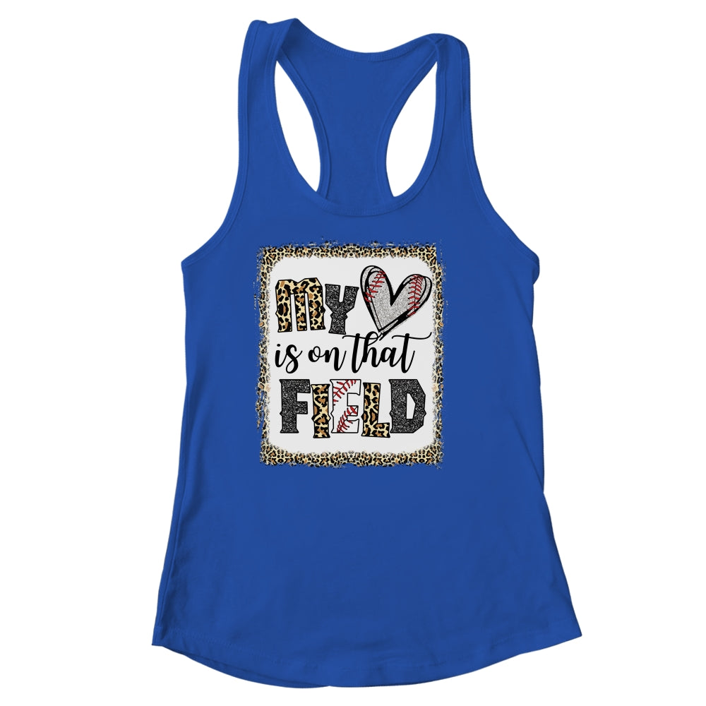 Bleached Leopard Baseball Mom My Heart Is On That Field Shirt & Tank Top | siriusteestore