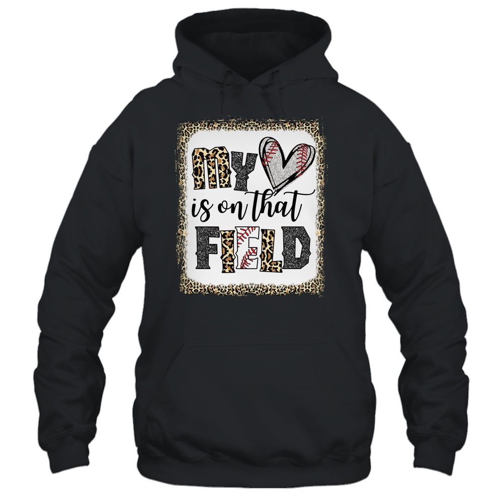 Bleached Leopard Baseball Mom My Heart Is On That Field Shirt & Tank Top | siriusteestore