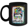 Bleached Messy Bun Mom Life Tie Dye Mother's Day Mug | siriusteestore