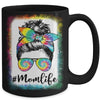 Bleached Messy Bun Mom Life Tie Dye Mother's Day Mug | siriusteestore