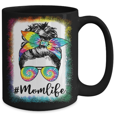 Bleached Messy Bun Mom Life Tie Dye Mother's Day Mug | siriusteestore