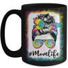 Bleached Messy Bun Mom Life Tie Dye Mother's Day Mug | siriusteestore