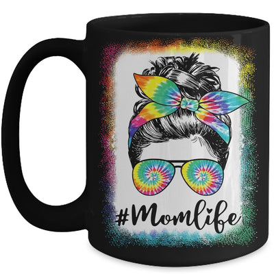 Bleached Messy Bun Mom Life Tie Dye Mother's Day Mug | siriusteestore